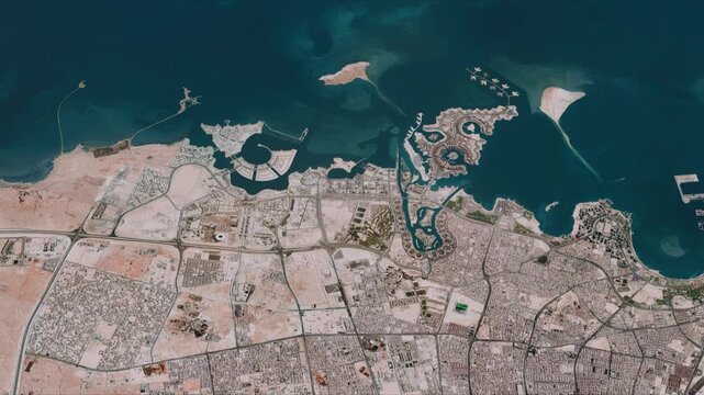Doha Qatar City Aerial Animation 4K