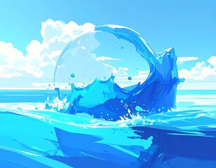 Vibrant blue water splash