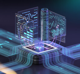 artificial intelligence abstract background, Robot and human hands interacting, Hand holding virtual Global Internet connection,Futuristic cityscape with glowing lines,Modern workspace with computer