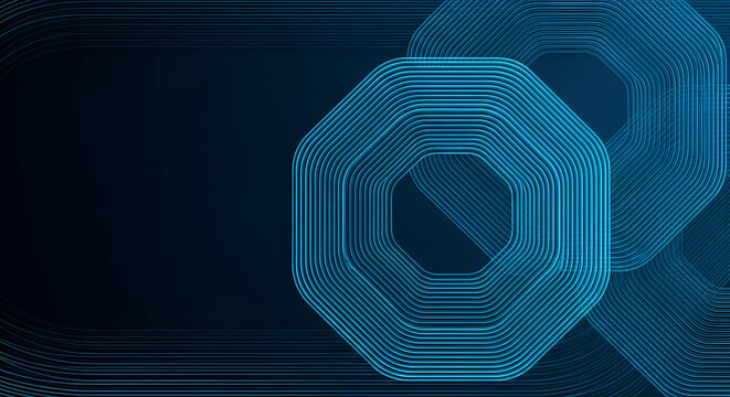 Abstract Octagonal Geometric Pattern on Dark Blue Background