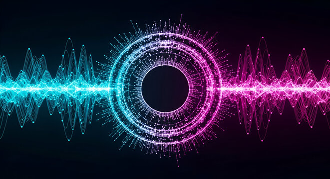 Abstract Sound Wave With Central Circle audio music