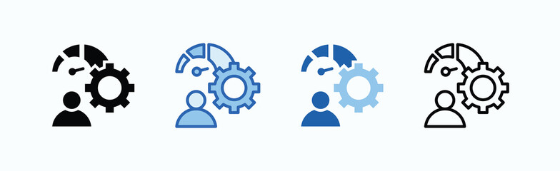 Performance Icon Sheet Multiple Style Collection Isolated Vector