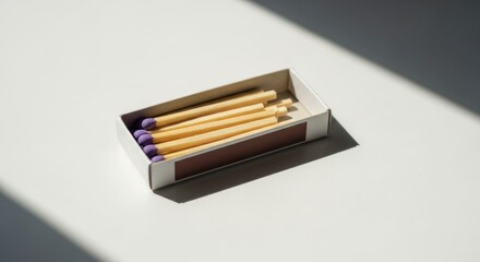 Obraz premium A box of wooden matches rests under natural light
