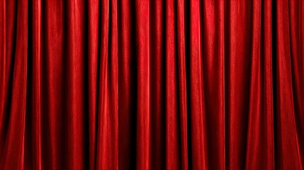 Velvet Red Curtain Drapes, Stage Backdrop, Theatrical Scene, Elegant Fabric Texture, Dramatic Presentation, Social Media Banner, Modern Abstract Poster Art
