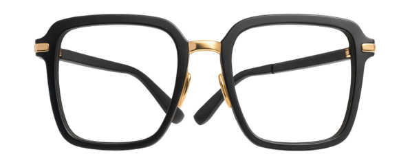 Oversized square frames with gold-tone metal details.