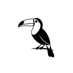 Obraz premium Toucan. Toucan simple black and white line art vector logo