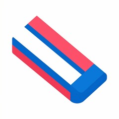 Isometric Illustration of a Red and Blue Eraser on a White Background.