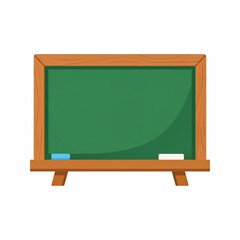 Classic green school chalkboard with wooden frame and chalk isolated on a white background.