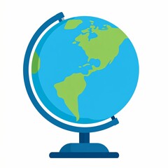 A colorful flat design illustration of a globe showing North and South America.