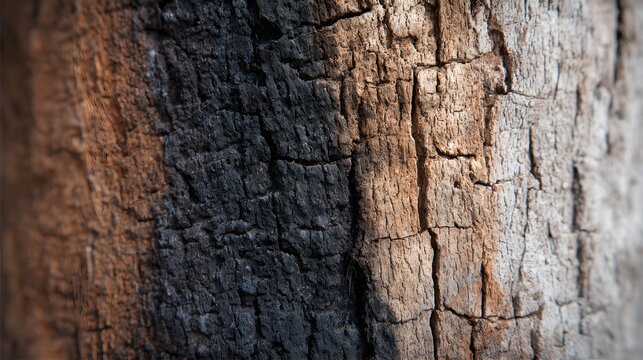 Detailed close up highlights texture and color variation on weathered wooden surface