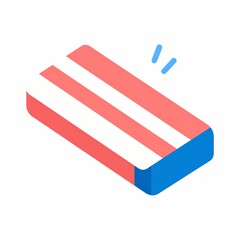 Isometric Eraser with Red and White Stripes and Blue Base.