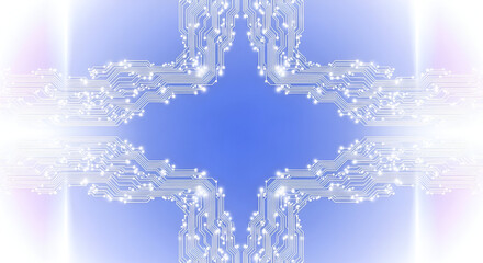 Futuristic Circuit Board Pattern with Blue Gradient Background