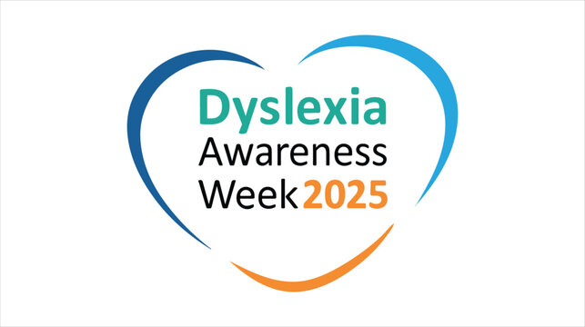 Dyslexia awareness week 2025 heart icon for support and education isolated on white background - Powered by Adobe