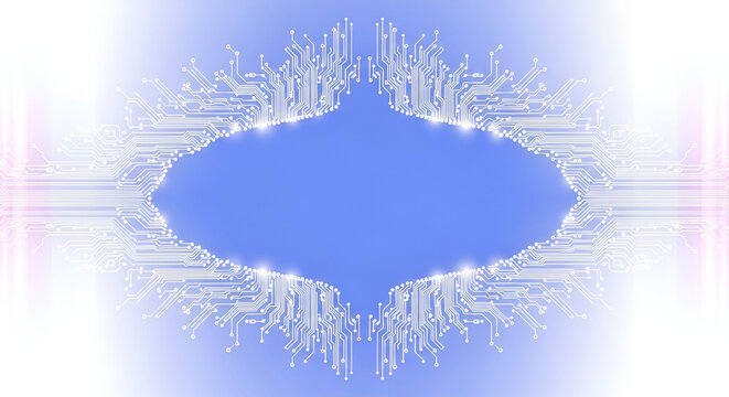 Futuristic Circuit Board Pattern on Blue Background - Powered by Adobe