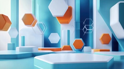 Abstract 3D hexagons background for product display or presentation
