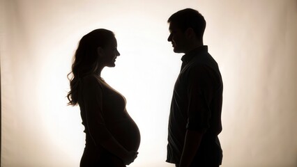 Beautiful silhouette of pregnant couple in outdoor setting capturing love, intimacy, and emotional connection for family, maternity, and lifestyle photography