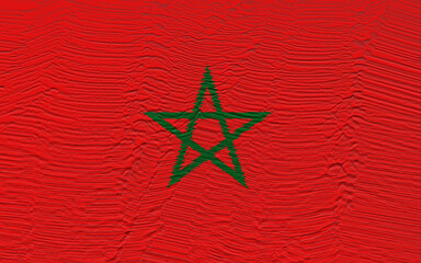Textural artwork presents Morocco's national flag in a vibrant and expressive manner, the crimson...