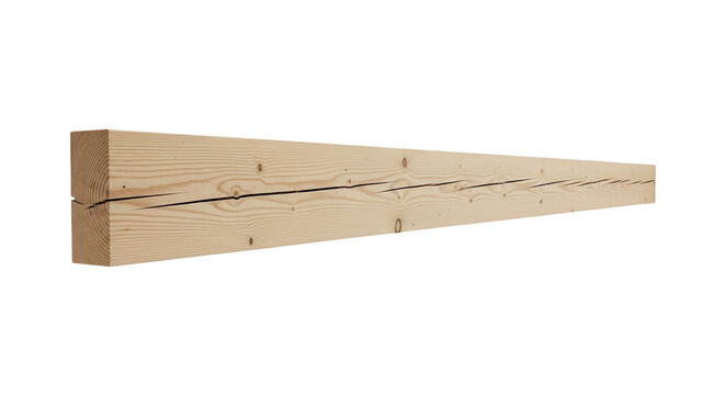 A single 2x4 lumber board isolated on transparent background, showcasing its texture and grain pattern for construction projects