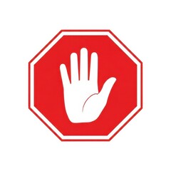 Obraz premium Red stop sign with white hand symbol isolated on white background