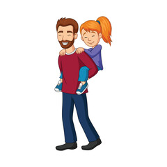 Father giving his little girl piggyback ride
