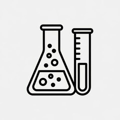 Outline of a flask and test tube with bubbles, science icon