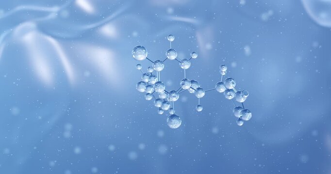 Sulconazole rotating molecular structure, 3d model of antifungal agent
