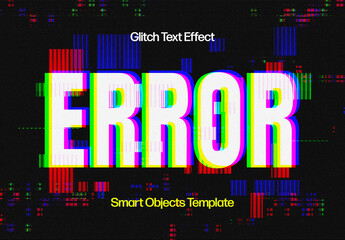 Glitches Text Effect Mockup