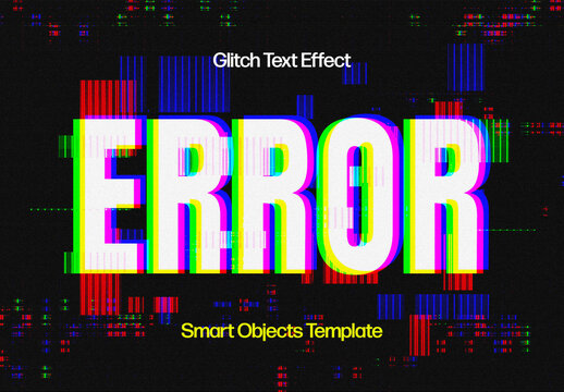 Glitches Text Effect Mockup