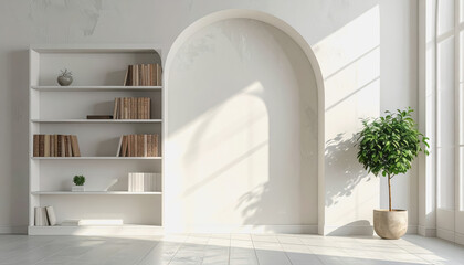 Lively green plant in a decorative pot positioned on a white wall bringing life and color to a minimalist space