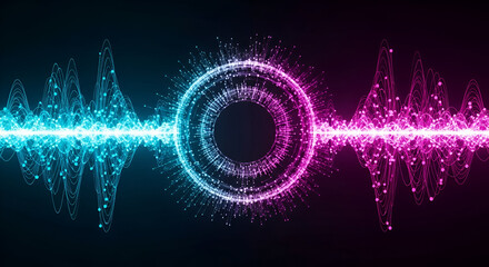 Vibrant Sound Wave and Digital Ring Animation audio