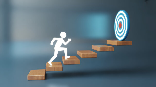 business man running on target