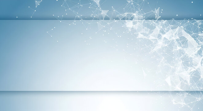 Light Blue Background with Network of White Dots and Lines - Powered by Adobe