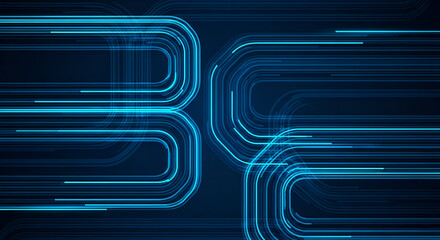 Neon Blue Digital Lines Forming Abstract Shapes technology