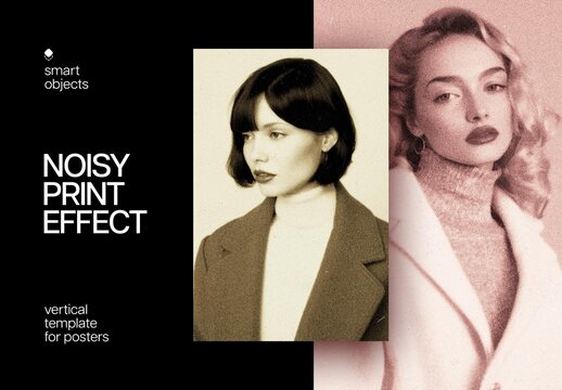 Noisy Print Poster Photo Effect Mockup