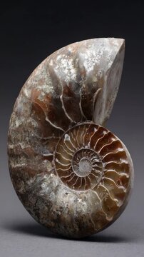 Explore the beauty of a polished ammonite shell showcasing natural patterns and textures in a stunning display of fossilized history