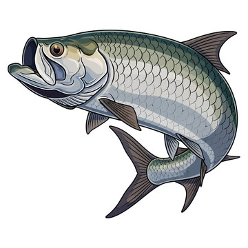 tarpon fishing illustration logo vector image t shirt
