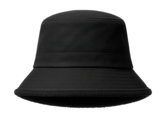 Durable canvas bucket hat with fleece lining and wide brim in black.