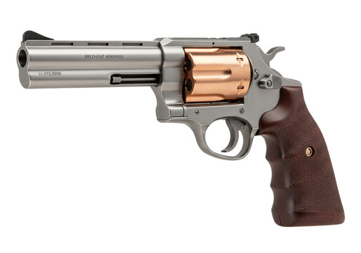 Isolated metallic revolver handgun for protection, defense and armed security concept