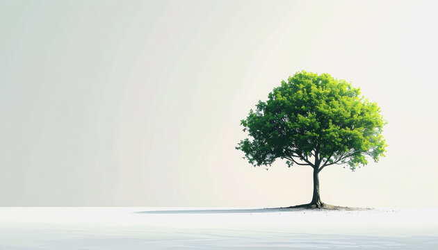 A vibrant tree positioned in the center of a serene lake underlining the concept of sustainable forest conservation