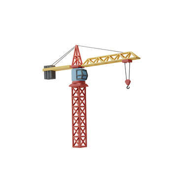 Construction Crane 3D Clay Model