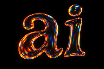 Futuristical Glowing “AI” Text – Artificial Intelligence Neon Design