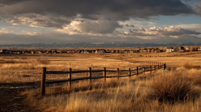 Parker Colorado. Scenic Winter Panorama of Colorado Living in Countryside