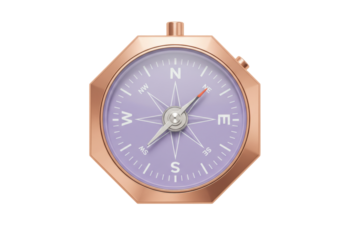 Isolated Rose-Gold Compass Showing East, Rose Gold Octagon Compass for Adventure and Navigation