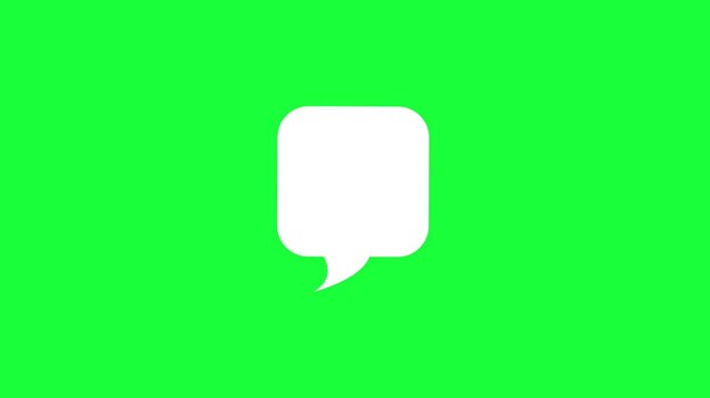 Message icon animation. message bubble chat, Text typing message button, chat box icon sign on chroma key screen or green screen background.