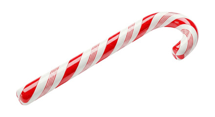 Fototapeta premium A delightful red and white striped candy cane isolated on transparent background, a classic symbol of holiday cheer and sweet indulgence