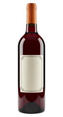 Obraz premium A bottle of red wine with a blank label ready for your branding isolated on transparent background
