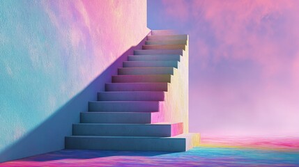 Stairway to heaven with pastel colors and dreamy sky