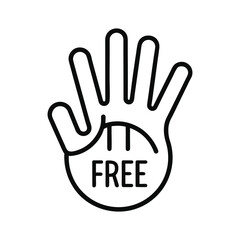 Hand with the word free inside isolated on white background
