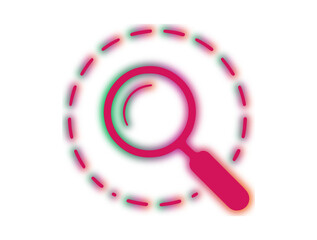 Magnifier Search Icon with Dashed Circle for Web, App, and SEO UI – PNG