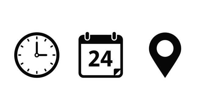 Organize your life with icons for time dates and location planning perfect for scheduling and travel apps, Generative AI.